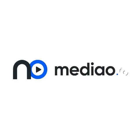 mediao logo animation with the icon forming first and the name typing out