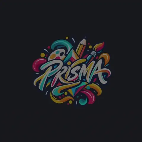 PRISMA logo animation going from a pencil sketch to full colour